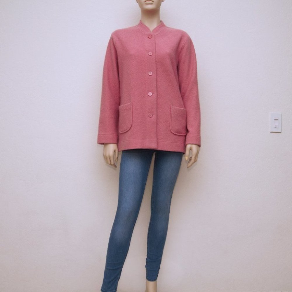 Norm Thompson Pink Button-Front Wool Jacket - Picture 3 of 7